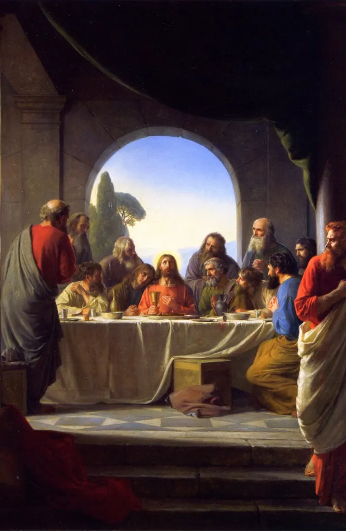 Carl Heinrich Bloch painted Supper at Emmaus circa 1834-1890.